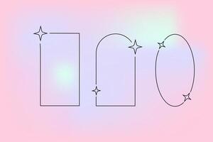 ano 2000 retro elementos definir, anos 90 ou Anos 2000 elementos do arco e estrelas, formas dentro minimalista vetor
