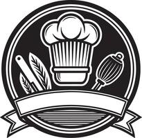 cozinha logotipo Projeto Preto e branco ilustração vetor