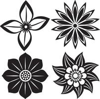 conjunto do floral elementos para Projeto. ilustração. Preto e branco. vetor