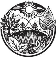 ecologia e meio Ambiente logotipo Preto e branco ilustração vetor