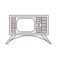 retro televisão dentro esboço estilo. mão desenhado vintage anos 70, anos 80 televisão. ilustração isolado em uma branco fundo. vetor