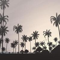 recortado coco Palma árvores às a de praia com baunilha céu quadrado fundo ilustração. verão viajando e festa às a de praia conceito plano Projeto com em branco espaço. vetor