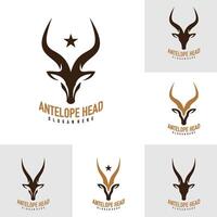 conjunto do antílope cabeça logotipo Projeto . antílope ilustração logotipo conceito vetor