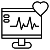 ekg lendo ícone linha ilustração vetor