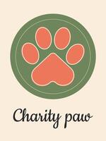 caridade pata. pata do uma gato ou cachorro em uma Rosa vertical bandeira. animal Cuidado. símbolo do ajudando animais dentro abrigos. vetor