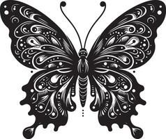 detalhado borboleta silhueta, Preto cor silhueta vetor
