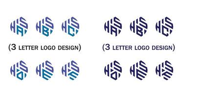 criativo 3 carta logotipo projeto,hsa,hsb,hsc,hsd,hse,hsf, vetor