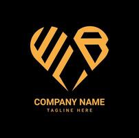 criativo wlb amor carta logotipo Projeto vetor