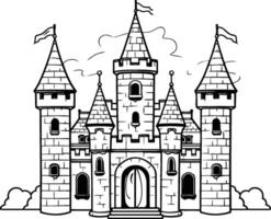 castelo ícone. conto de fadas fantasia conto de fadas construção e medieval tema. isolado Projeto vetor