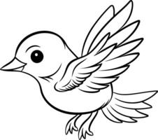 Preto e branco desenho animado ilustração do fofa pequeno pássaro personagem coloração livro vetor