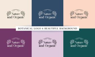 botânico floral elemento logotipo com desenhado à mão floral quadros vetor