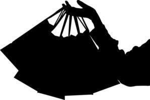 silhueta do uma mulher com uma compras bolsa. vetor