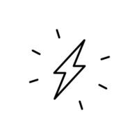 relâmpago parafuso ícone. simples esboço estilo. eletricidade, clarão, trovão, fagulha, choque, luz, poder, raio, energia conceito. fino linha símbolo. isolado. vetor