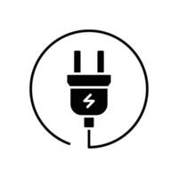 elétrico plugue ícone. simples sólido estilo. elétrico soquete, poder, conectar, cordão, eletro, eletricista, cabo, arame, energia conceito. silhueta, glifo símbolo. isolado. vetor