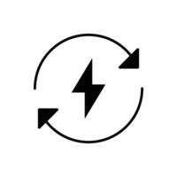relâmpago elétrico ícone. simples sólido estilo. parafuso com reciclando rotação seta sinal, círculo, capacidade, renovável energia conceito. silhueta, glifo símbolo. isolado. vetor