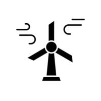vento turbina ícone. simples sólido estilo. vento poder, geração, solar, plantar, água, fábrica, elétrico, renovável energia conceito. silhueta, glifo símbolo. isolado. vetor