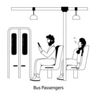 na moda ônibus passageiros vetor
