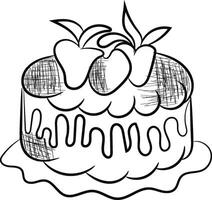 mão desenhado aniversário bolo esboço vetor