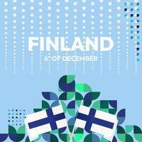 Finlândia independência dia quadrado bandeira dentro geométrico estilo. colorida moderno cumprimento cartão para nacional dia do Finlândia dentro dezembro. Projeto fundo para a comemorar nacional feriado vetor