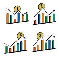 isométrico gráfico ícone com dólar vetor