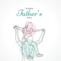 feliz do pai dia com Papai e criança mão desenhado ilustração, feliz do pai dia 1 linha ilustração vetor