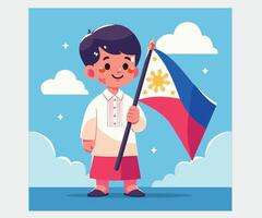 mão desenhado Filipinas independência dia com bandeira ilustração vetor