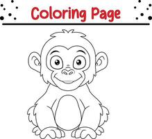 fofa macaco coloração página para crianças. animal coloração livro para crianças vetor