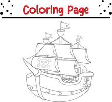 navio coloração livro página para crianças vetor