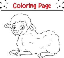 fofa bebê ovelha coloração página para crianças vetor