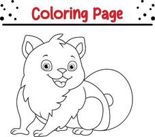 fofa animal coloração página. animal coloração livro para crianças vetor