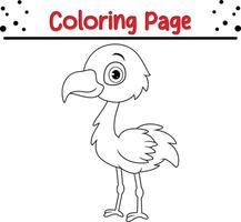 fofa flamingo coloração página. animal coloração livro para crianças vetor