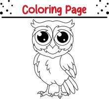 fofa coruja coloração página. animal coloração livro para crianças vetor