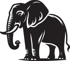 elefante silhuetas arte, Preto e branco cor vetor
