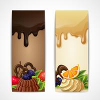 Banners de chocolate verticais vetor