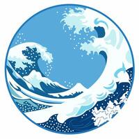 círculo quadro, Armação fundo com azul mar oceano água ondas dentro verão vetor