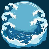 círculo quadro, Armação fundo com azul mar oceano água ondas e cópia de espaço dentro a meio vetor