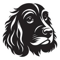 Cocker spaniel - uma pensativo Cocker spaniel face ilustração dentro Preto e branco vetor