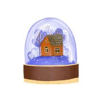 conjunto do Natal vidro neve globos com panorama. Nevado floresta vetor