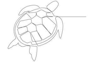 contínuo 1 linha arte desenhando do mar tartaruga conceito do esboço minimalista ilustração vetor