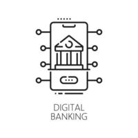 fintech digital bancário tecnologia esboço ícone vetor
