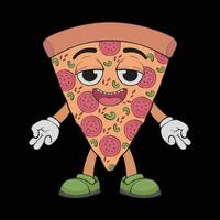 desenho animado pizza personagem. feliz pizzaria mascote personagem. coloração página. vetor