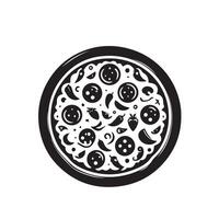 pizza linha arte ilustração. pizza silhueta pizza logotipo vetor