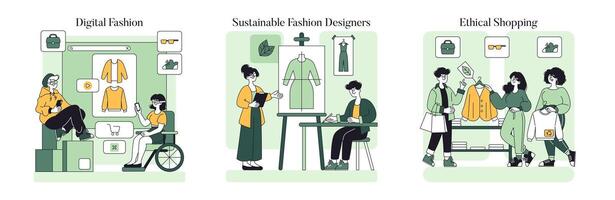 sustentável moda. plano ilustração vetor