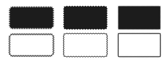 conjunto do retangular geométrico quadros com ziguezague ondulado arestas isolado em branco fundo. ilustração. vetor