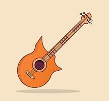 simples moderno de madeira guitarra plano ilustração em isolado fundo vetor