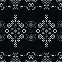 tradicional Preto étnico motivos ikat geométrico tecido padronizar Cruz ponto.ikat bordado étnico oriental pixel Preto background.abstract, ilustração. textura, decoração, papel de parede. vetor