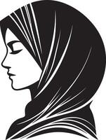 lado Visão Preto linha arte silhueta do muçulmano mulher retrato vetor