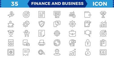 finança e o negócio linha ícones coleção. grande ui ícone conjunto dentro uma plano Projeto. fino esboço ícones pacote. linear ícone coleção. editável AVC. vetor