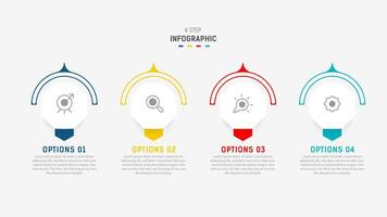 quatro degrau infográfico elemento Projeto modelo para apresentação. processo diagrama e apresentações etapa, fluxo de trabalho disposição, bandeira, fluxo gráfico, informação gráfico ilustração. vetor