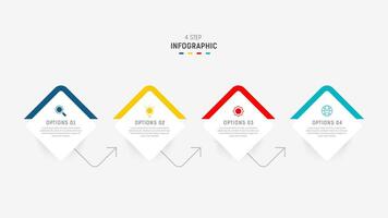 quatro degrau infográfico elemento Projeto modelo para apresentação. processo diagrama e apresentações etapa, fluxo de trabalho disposição, bandeira, fluxo gráfico, informação gráfico ilustração. vetor